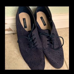 Zara Flats PERFORATED Lace UP OXFORDS size 38/7.5